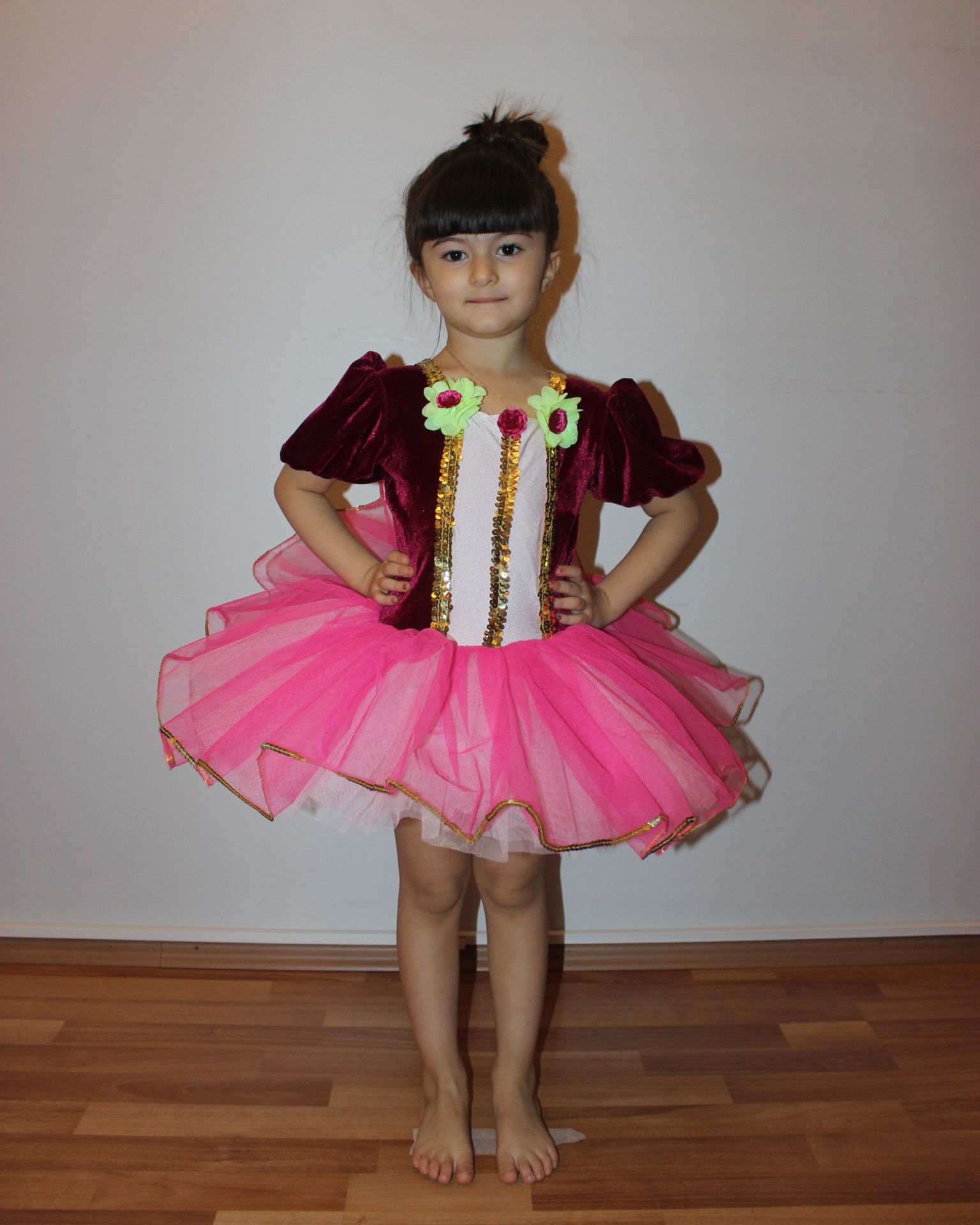 Ayce Kostüm - Çiçekli Pembe Tütü - T04