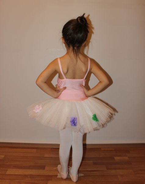 Ayce Kostüm - Çiçekli Pembe Beyaz Tütü - T09