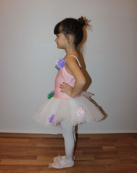 Ayce Kostüm - Çiçekli Pembe Beyaz Tütü - T09