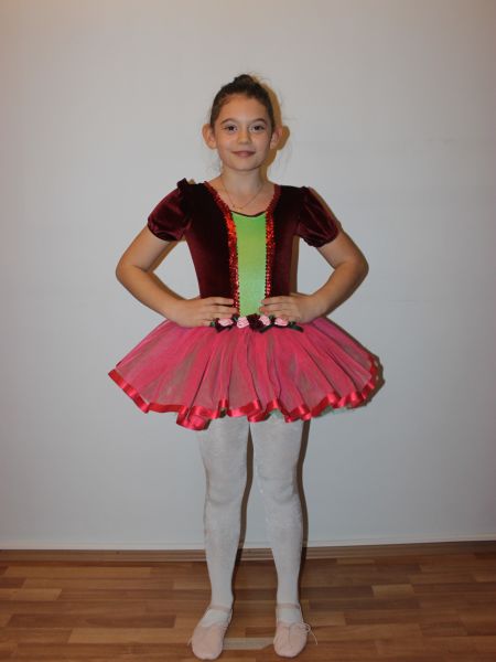 Ayce Kostüm - Çiçekli Bordo Yeşil Tütü -  T66