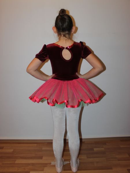 Ayce Kostüm - Çiçekli Bordo Yeşil Tütü -  T66