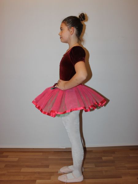 Ayce Kostüm - Çiçekli Bordo Yeşil Tütü -  T66